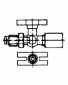 11100 Pressure gauge cock with test connection similar to DIN 16 263 clamping sleeve - connection 50 °C (122 °F) PN 16 test flange 60 x 25 x 10 pressure gauge cocks with test connection by ARMANO