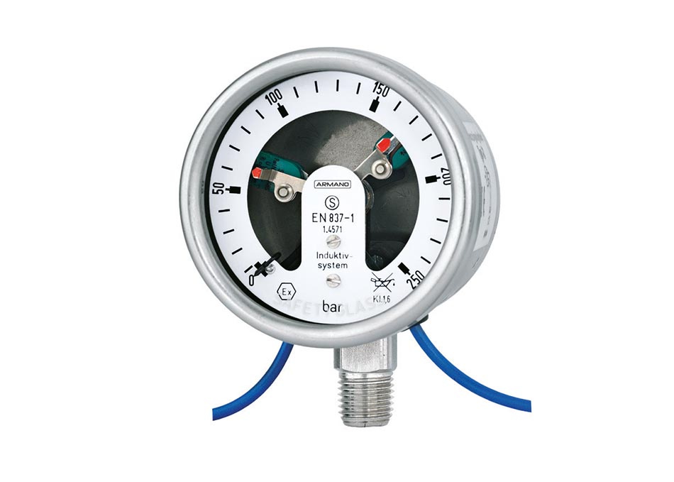 1610.92 Bourdon Tube Pressure Gauge  RSCh63-3 with inductive or magnetic contact ARMANO Messtechnik GmbH